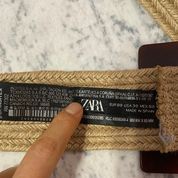 ZARA Tan Jute Weave Belt US 30 - Picture 3 of 7